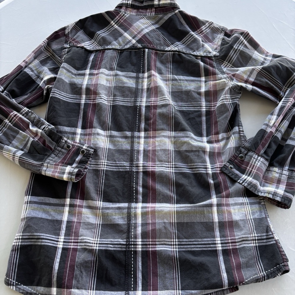 BKE Slim Fit Stretch‎ Plaid Snap Shirt Mens Medium Western Double-Stitched Yoke - Picture 9 of 13